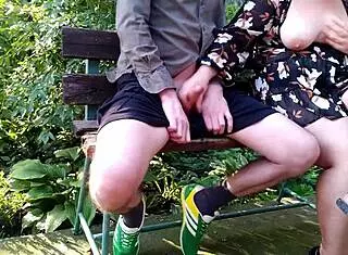 my horny mother-in-law flashes her huge natural tits craving public attention