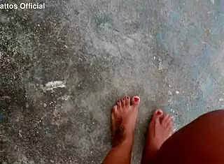 dirty wet barefoot soles fetish on street and beach