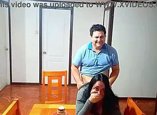 Surprised Stepmom Fucked Rough Doggystyle on Dining Table