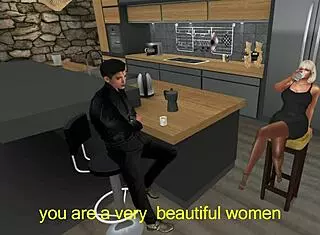 Wife sneaks late night kitchen cheating sex with lover