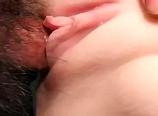 Skinny fuck doll takes double penetration in shaved big pussy closeup