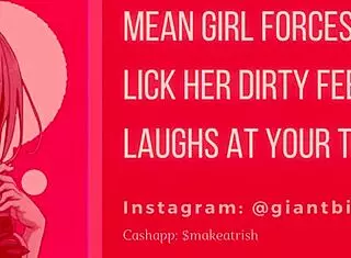 Mean Bimbo Degrades Tiny Dick Then Commands Foot Lick Slave JOI!