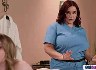 Chubby client relaxes under big tits milf masseuse nuru massage beaver licking