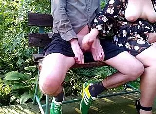 my horny mother-in-law flashes her huge natural tits craving public attention