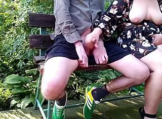 my horny mother-in-law flashes her huge natural tits craving public attention