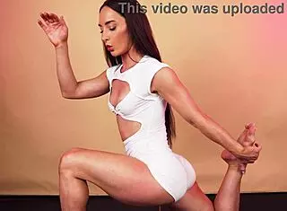 hannahjames710 sweats through sexy yoga in see-through stockings