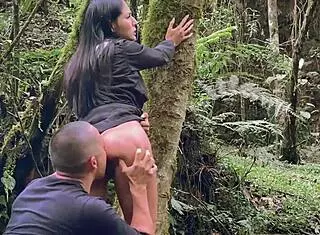 stepsister goes to forest for rough fuck and cum on huge tits