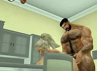 muscular hunk bodybuilder fucks lucky neighbor hard right in the kitchen 🍆💦🏈