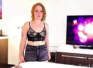 BLACK PARENTS HIRE SEXY REDHEAD FOR TEEN SON'S ALMOST CREAMPIE RIDE!