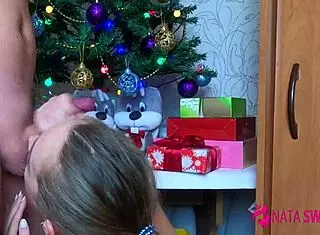 russian snow maiden nata sweet deepthroats passionately for christmas
