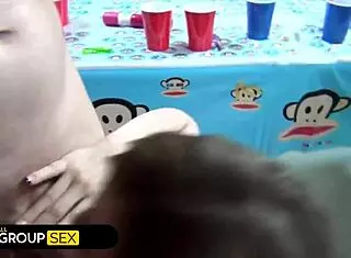 jennifer white's big natural tits bounce wildly as muscular studs cover her in cum orgy