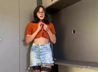 teasing neighbor girl next door slurps huge cock sloppy deepthroat to massive facial cumshot