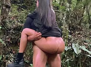 stepsister goes to forest for rough fuck and cum on huge tits