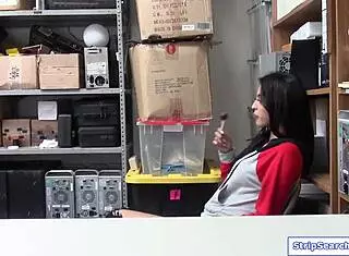 Security guard rips clothes and fucks teen shoplifter doggystyle in office