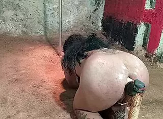 ts stretches ass with dildos