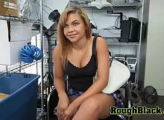 WOW! Petite BLONDE SLUT'S ROUGH INTERRACIAL CASTING!