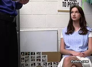 Officer Fucks Perky Teen Suspect's Pretty Deepthroat Mouth At Work