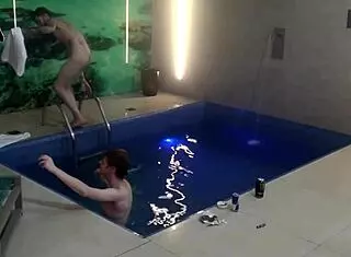 Friends bareback threesome poolside motel big cocks pounding