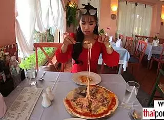 Hot Busty Thai Teen Polly Devours Big White Cock for Dessert