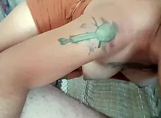 yo this horny mexican puta sucks her husband's cock with tits out handjob style