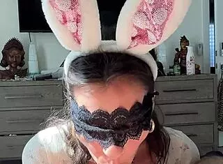 cute skinny bunny babe deepthroats my huge cock rips clothes begs for tight pussy banging cum facial