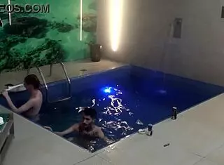 Friends bareback threesome poolside motel big cocks pounding