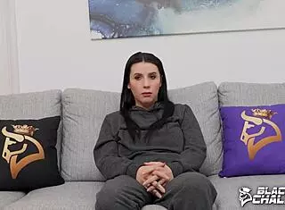 Nelly Kent strips teasing big tits for black bull challenge! 🔥