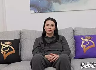 Nelly Kent strips teasing big tits for black bull challenge! 🔥