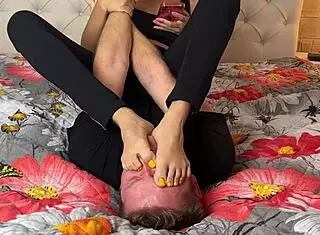 asian femdom crushes man in barefoot foot fight domination