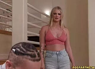 Busty babe sucks monster cock then rides bbc cowgirl doggy style 😍🍆💦