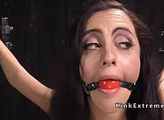 hairy slave pussy fingered hard in tight bondage device!