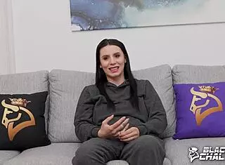 Nelly Kent strips teasing big tits for black bull challenge! 🔥