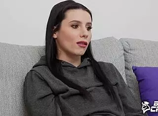 Nelly Kent strips teasing big tits for black bull challenge! 🔥