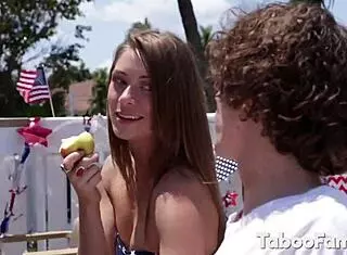 kirsten lee petite brunette bent over fucked hard at july 4th party