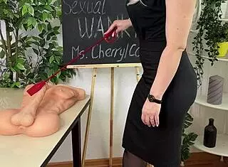 curvy mature blonde teacher in stockings heels teases with solo toy wank