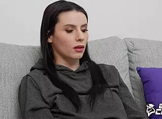 Nelly Kent strips teasing big tits for black bull challenge! 🔥