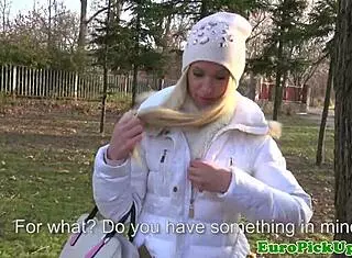 Amateur Blonde Flashes Tits Outdoors For Cash In Public