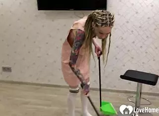 tattooed babe: knee socks make me finger pussy hard