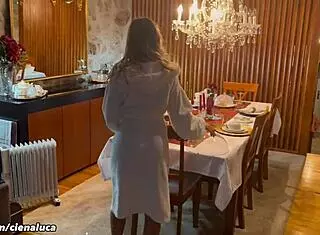 stepbrother rams sis before dinner with two fingers deep in ass