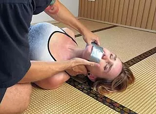 Girlfriend's Deepthroat Wish: Tied Up, Cum Covered Brunette Beauty Craves It