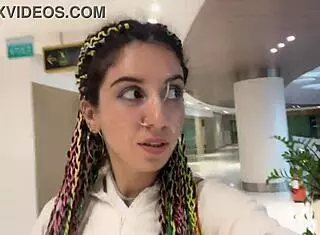 Crazy Brunette Facial After Mall Toilet Blowjob