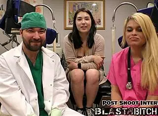 mina moon spreads wide backstage in latex gloves for a creamy pov finish