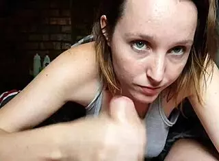 Pov Brunette Cutie Swallows Cum Facial After Wet Blowjob