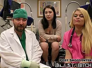 mina moon spreads wide backstage in latex gloves for a creamy pov finish