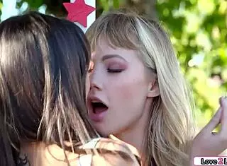 blonde babe outside booth gets her ass rimmed while kissing and fingering nonstop