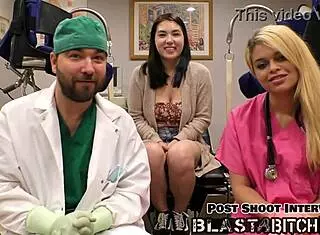 mina moon spreads wide backstage in latex gloves for a creamy pov finish