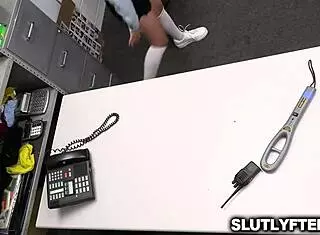 damn teen shoplifter mads flores fingered and fucked by officer rusty 😈👮