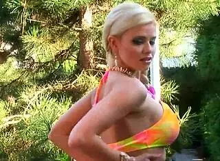 Caylian Curtis debuts groping big soft tits and shaved pussy outdoors