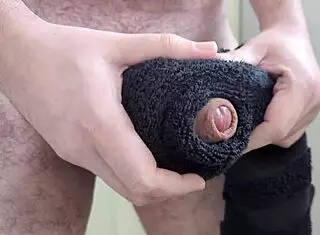feels like a real towel on my cock before this massive cumshot explodes closeup