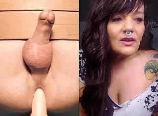 Big booty mature MILF craves small cock then huge toy anal cage surprise creampie